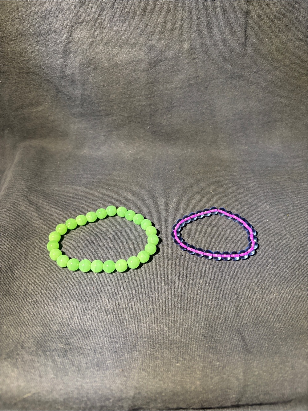 Kids Bead Bracelet Duo - Green & Purple-Pink